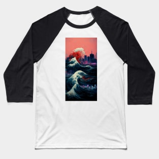 Great Wave Destroys Tokyo Baseball T-Shirt